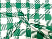 Load image into Gallery viewer, Buffalo Plaid Green White DBP Print #850 Double Brushed Polyester Spandex Apparel Stretch Fabric 190 GSM 58&quot;-60&quot; Wide By The Yard