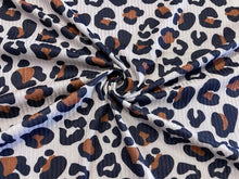 Load image into Gallery viewer, Brown Leopard Spot Animal DBP 4x2 Rib Knit Print #193 Double Brushed Poly Spandex Stretch 190GSM Apparel Fabric 58&quot;-60&quot; Wide By The Yard