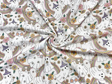 Load image into Gallery viewer, Boho Rainbow Ghost DBP 4x2 Rib Knit Print #209 Double Brushed Poly Spandex Stretch 190GSM Apparel Fabric 58&quot;-60&quot; Wide By The Yard