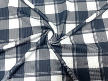 Load image into Gallery viewer, Plaid Black White Lumberjack DBP 4x2 Rib Knit Print #232 Double Brushed Poly Spandex Stretch 190GSM Apparel Fabric 58&quot;-60&quot; Wide By The Yard