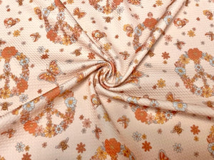 Peace Butterflies Floral Bullet Print #717 Ribbed Scuba Techno Double Knit 2-Way Stretch Poly Spandex Apparel Craft Fabric 58"-60" Wide BTY