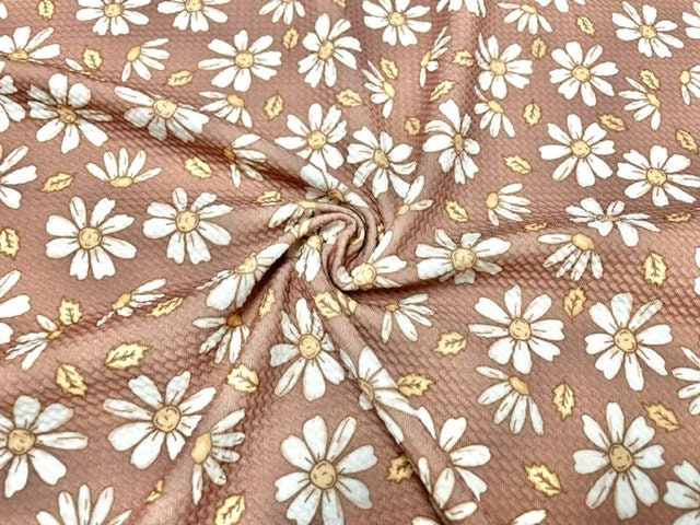 Brittany Frost Designs Fall Daisy Bullet Print #722 Ribbed Scuba Double Knit Stretch Poly Spandex Apparel Craft Fabric 58"-60" Wide BTY