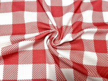 Load image into Gallery viewer, Buffalo Plaid Red White Bullet Print #760 Ribbed Scuba Techno Double Knit 2-Way Stretch Poly Spandex Apparel Craft Fabric 58&quot;-60&quot; Wide BTY