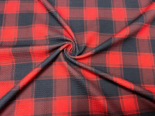 Load image into Gallery viewer, Buffalo Plaid Red Black Bullet Print #782 Ribbed Scuba Techno Double Knit 2-Way Stretch Poly Spandex Apparel Craft Fabric 58&quot;-60&quot; Wide BTY