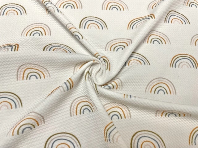 Boho Rainbow Bullet Print #791 Ribbed Scuba Techno Double Knit 2-Way Stretch Poly Spandex Apparel Craft Fabric 58"-60" Wide BTY
