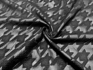 Pleather Houndstooth Bullet Print #796 Ribbed Scuba Techno Double Knit 2-Way Stretch Poly Spandex Apparel Craft Fabric 58"-60" Wide BTY