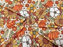 Load image into Gallery viewer, Retro Fall Floral DBP 4x2 Rib Knit Print #238 Double Brushed Poly Spandex Stretch 190GSM Apparel Fabric 58&quot;-60&quot; Wide By The Yard