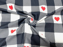 Load image into Gallery viewer, Buffalo Plaid Red Heart DBP 4x2 Rib Knit Print #246 Double Brushed Poly Spandex Stretch 190GSM Apparel Fabric 58&quot;-60&quot; Wide By The Yard