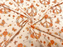 Load image into Gallery viewer, Butterfly Peace Boho Floral DBP 4x2 Rib Knit Print #254 Double Brushed Poly Spandex Stretch 190GSM Apparel Fabric 58&quot;-60&quot; Wide By The Yard