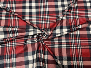 Holiday Plaid DBP 4x2 Rib Knit Print #274 Double Brushed Poly Spandex Stretch 190GSM Apparel Fabric 58"-60" Wide By The Yard