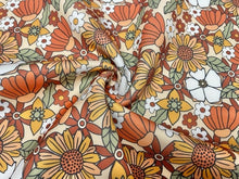 Load image into Gallery viewer, Fall Retro Floral Super Scuba Techno Print #65 Double Knit 2-Way Stretch Fabric Poly Spandex Apparel Craft Fabric 58&quot;-60&quot; Wide By The Yard