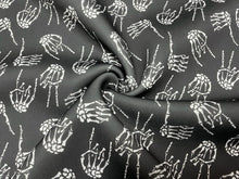 Load image into Gallery viewer, Spooky Skull Hand Peace Super Scuba Techno Print #98 Double Knit Stretch Fabric Poly Spandex Apparel Craft Fabric 58&quot;-60&quot; Wide By The Yard