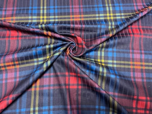 8x3 Rib Holiday Plaid DBP Knit Print #281 Double Brushed Poly Spandex Stretch 190GSM Apparel Fabric 58"-60" Wide By The Yard