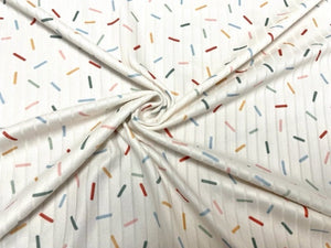 8x3 Rib Rainbow Sprinkles DBP Knit Print #287 Double Brushed Poly Spandex Stretch 190GSM Apparel Fabric 58"-60" Wide By The Yard