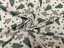 Load image into Gallery viewer, 8x3 Rib Brittany Frost Designs Acorn Trees DBP Knit Print #293 Brushed Poly Spandex Stretch 190GSM Apparel Fabric 58&quot;-60&quot; Wide By The Yard
