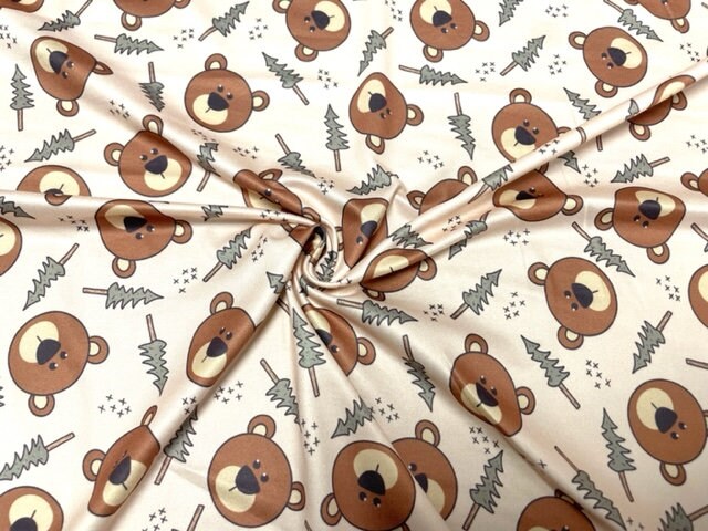 Brittany Frost Designs Teddy Bear DBP Print #778 Double Brushed Polyester Spandex Apparel Stretch Fabric 190 GSM 58"-60" Wide By The Yard