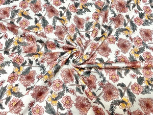 Brittany Frost Designs Fall Floral DBP Print #814 Double Brushed Polyester Spandex Apparel Stretch Fabric 190 GSM 58"-60" Wide By The Yard
