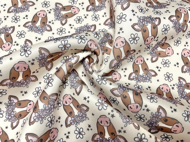 Brittany Frost Designs Cows Super Scuba Print #111 Double Knit Stretch Fabric Poly Spandex Apparel Craft Fabric 58"-60" Wide By The Yard