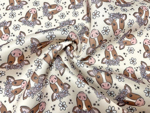 Brittany Frost Designs Cows Super Scuba Print #111 Double Knit Stretch Fabric Poly Spandex Apparel Craft Fabric 58"-60" Wide By The Yard
