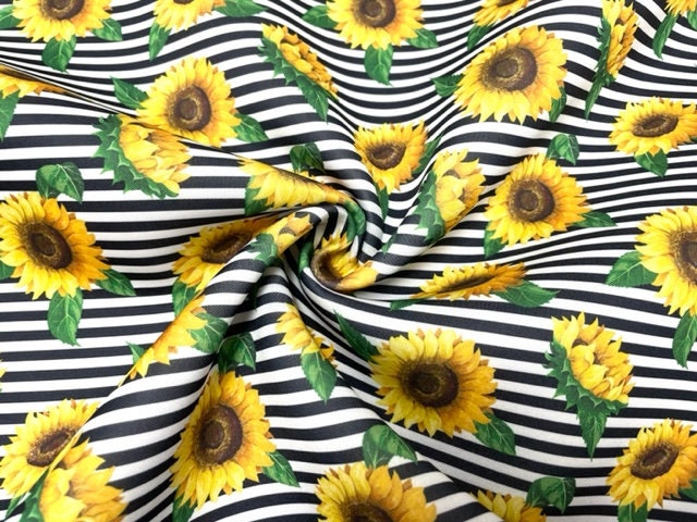 Sunflower Stripe Super Scuba Techno Print #115 Double Knit Stretch Fabric Poly Spandex Apparel Craft Fabric 58"-60" Wide By The Yard
