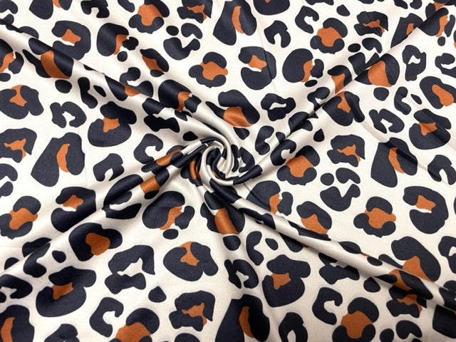 Animal Leopard DBP Print #827 Double Brushed Polyester Spandex Apparel Stretch Fabric 190 GSM 58"-60" Wide By The Yard