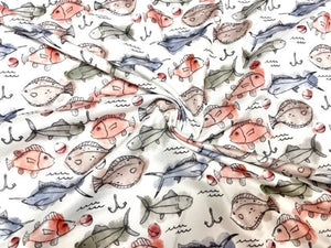 Brittany Frost Designs Fishing DBP Print #847 Double Brushed Polyester Spandex Apparel Stretch Fabric 190 GSM 58"-60" Wide By The Yard