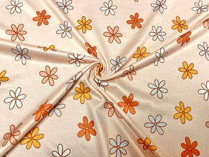 Boho Retro Floral DBP Print #849 Double Brushed Polyester Spandex Apparel Stretch Fabric 190 GSM 58"-60" Wide By The Yard