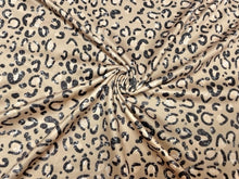 Load image into Gallery viewer, Brittany Frost Designs Leopard Spot DBP Print #861 Double Brushed Polyester Spandex Apparel Stretch Fabric 190 GSM 58&quot;-60&quot; Wide By The Yard