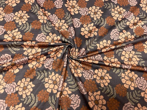 Brittany Frost Designs Fall Floral DBP Print #865 Double Brushed Polyester Spandex Apparel Stretch Fabric 190 GSM 58"-60" Wide By The Yard