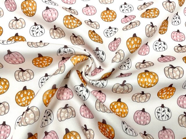 Boho Halloween Pumpkins Super Scuba Techno Print #140 Double Knit Stretch Fabric Poly Spandex Apparel Craft Fabric 58"-60" Wide By The Yard