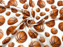 Load image into Gallery viewer, 8x3 Rib Basketball Sports DBP Knit Print #351 Double Brushed Poly Spandex Stretch 190GSM Apparel Fabric 58&quot;-60&quot; Wide By The Yard