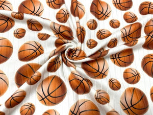 8x3 Rib Basketball Sports DBP Knit Print #351 Double Brushed Poly Spandex Stretch 190GSM Apparel Fabric 58"-60" Wide By The Yard