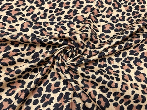 8x3 Rib Leopard Spot Animal DBP Knit Print #358 Double Brushed Poly Spandex Stretch 190GSM Apparel Fabric 58"-60" Wide By The Yard