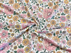 Spooky Floral Eyeball DBP 4x2 Rib Knit Print #204 Double Brushed Poly Spandex Stretch 190GSM Apparel Fabric 58"-60" Wide By The Yard