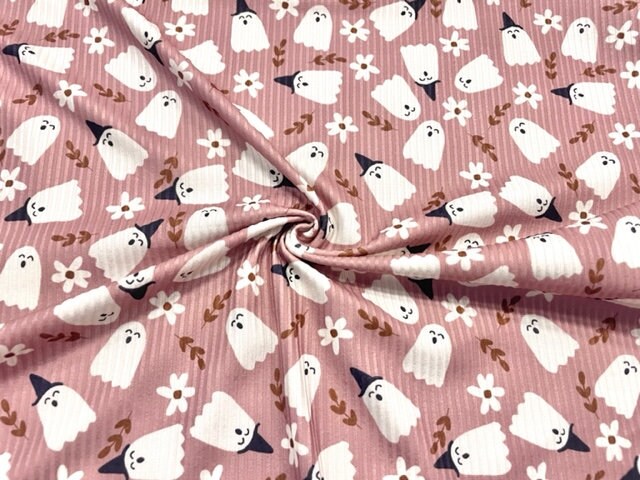Brittany Frost Designs Ghosts DBP 4x2 Rib Knit Print #210 Double Brushed Poly Spandex Stretch 190GSM Apparel Fabric 58"-60" Wide By The Yard