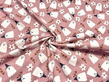 Load image into Gallery viewer, Brittany Frost Designs Ghosts DBP 4x2 Rib Knit Print #210 Double Brushed Poly Spandex Stretch 190GSM Apparel Fabric 58"-60" Wide By The Yard