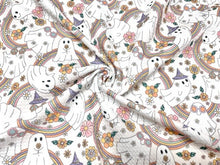 Load image into Gallery viewer, Rainbow Ghosts Floral Bullet Print #736 Ribbed Scuba Techno Double Knit 2-Way Stretch Poly Spandex Apparel Craft Fabric 58&quot;-60&quot; Wide BTY