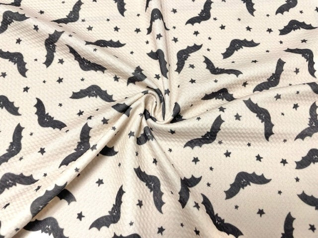 Brittany Frost Designs Bats Stars Bullet Print #755 Ribbed Scuba Double Knit Stretch Poly Spandex Apparel Craft Fabric 58"-60" Wide BTY