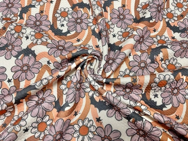 Brittany Frost Designs Groovy Bats Bullet Print #768 Ribbed Scuba Double Knit Stretch Poly Spandex Apparel Craft Fabric 58"-60" Wide BTY