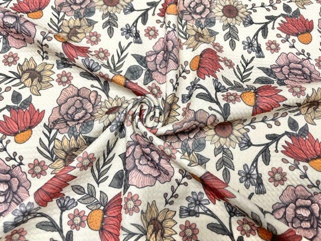 Brittany Frost Designs Wildflower Bullet Print #776 Ribbed Scuba Double Knit Stretch Poly Spandex Apparel Craft Fabric 58"-60" Wide BTY