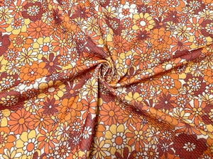 Retro Fall Floral Bullet Print #787 Ribbed Scuba Techno Double Knit 2-Way Stretch Poly Spandex Apparel Craft Fabric 58"-60" Wide BTY