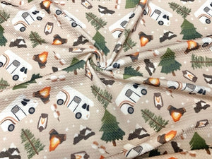 Brittany Frost Designs Camping RV Bullet Print #797 Ribbed Scuba Double Knit Stretch Poly Spandex Apparel Craft Fabric 58"-60" Wide BTY