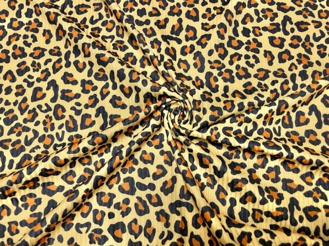 Leopard Spot Animal DBP 4x2 Rib Knit Print #261 Double Brushed Poly Spandex Stretch 190GSM Apparel Fabric 58"-60" Wide By The Yard