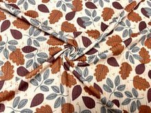 Load image into Gallery viewer, Brittany Frost Designs Leaves DBP 4x2 Rib Knit Print #272 Double BrushPoly Spandex Stretch 190GSM Apparel Fabric 58"-60" Wide By The Yard