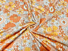 Load image into Gallery viewer, 8x3 Fall Floral Retro DBP Knit Print #367 Double Brushed Poly Spandex Stretch 190GSM Apparel Fabric 58&quot;-60&quot; Wide By The Yard