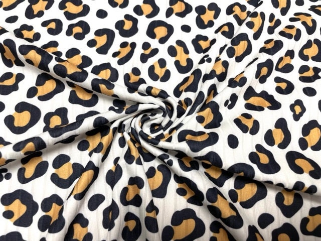 8x3 Leopard Spot Animal DBP Knit Print #374 Double Brushed Poly Spandex Stretch 190GSM Apparel Fabric 58"-60" Wide By The Yard