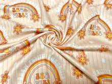 Load image into Gallery viewer, 8x3 Boho Good Vibes Rainbow DBP Knit Print #380 Double Brushed Poly Spandex Stretch 190GSM Apparel Fabric 58&quot;-60&quot; Wide By The Yard