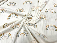 Load image into Gallery viewer, 8x3 Boho Neutral Rainbow DBP Knit Print #388 Double Brushed Poly Spandex Stretch 190GSM Apparel Fabric 58&quot;-60&quot; Wide By The Yard