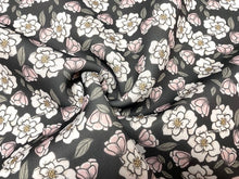 Load image into Gallery viewer, Brittany Frost Designs Magnolia Floral Super Scuba Techno Print #151 Double Knit Stretch Fabric Poly Spandex Fabric 58"-60" Wide By The Yard