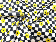 Load image into Gallery viewer, Checkerboard Daisy Super Scuba Techno Print #156 Double Knit Stretch Fabric Poly Spandex Apparel Craft Fabric 58&quot;-60&quot; Wide By The Yard